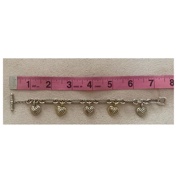 Vintage 18k David Yurman 5 hearts charm bracelet gold & silver.. - Picture 8 of 15